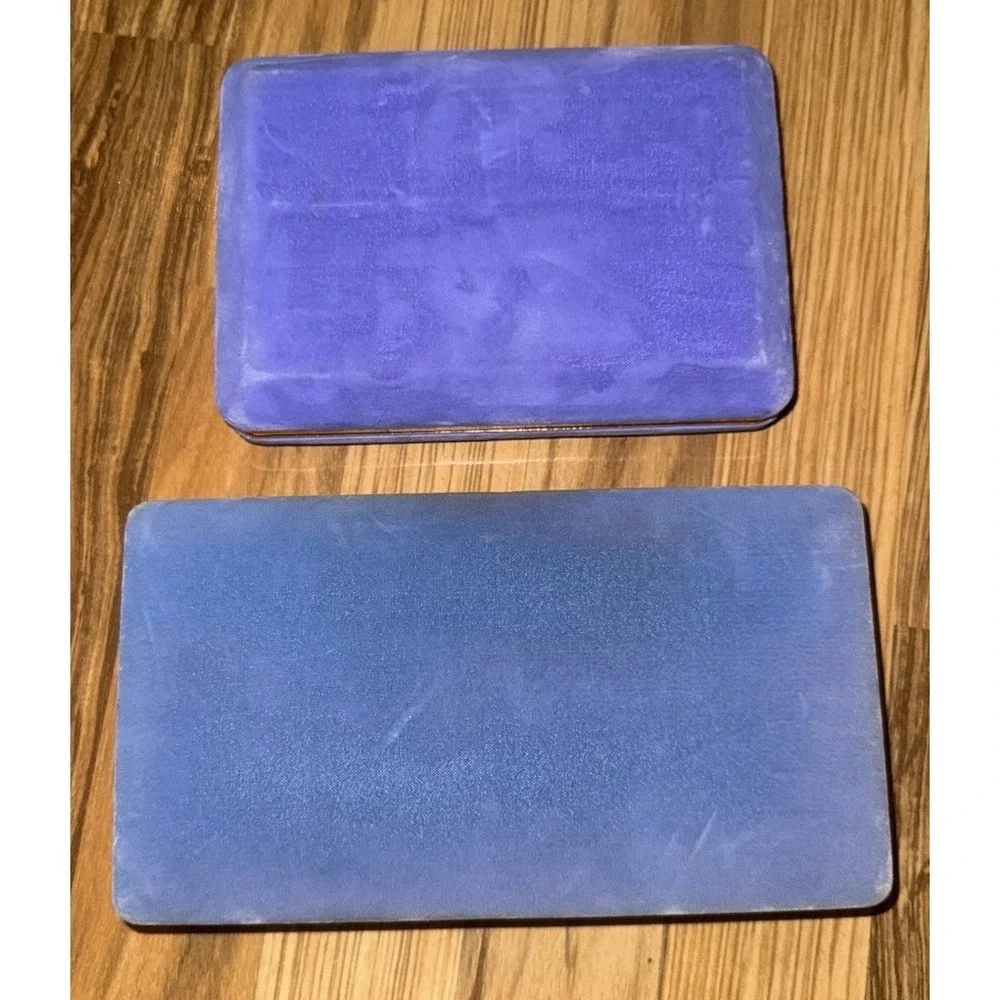 Vintage Prestige Clamshell Jewelry Travel‎ Box Purple Blue Velvet Mid-century